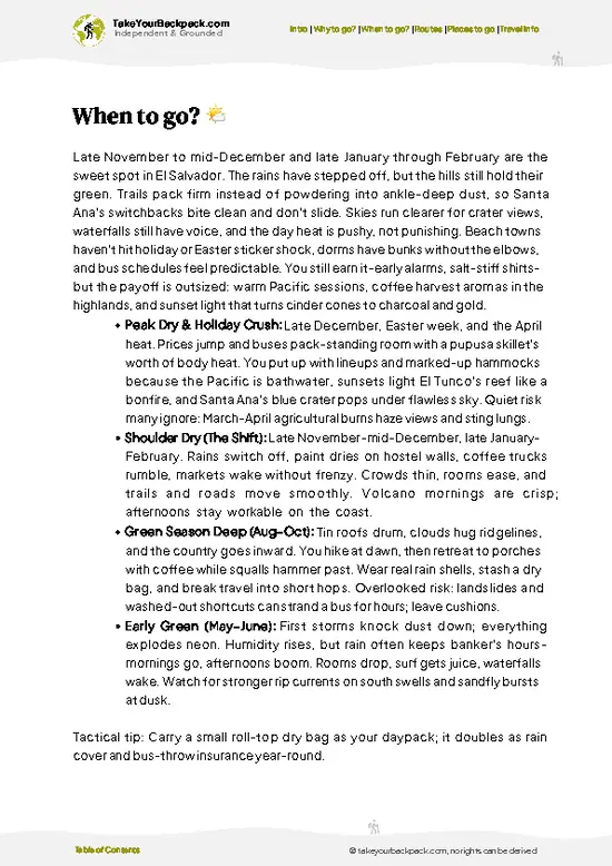 example page 3 from our offline Travel Guide for El Salvador